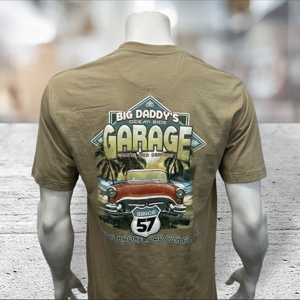 Newport Blue Big Daddy's Ocean Side Garage If It's Broke, Dad Can Fix It T-Shirt